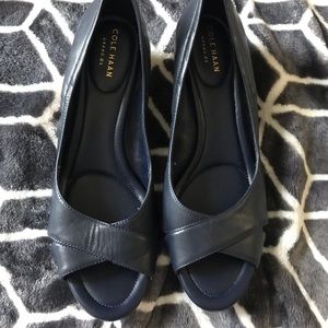 Cole Haan Dark Blue Peep Toe Shoes